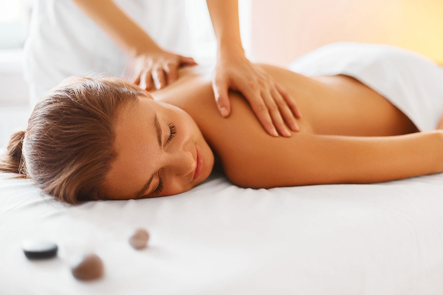 girl taking body massage