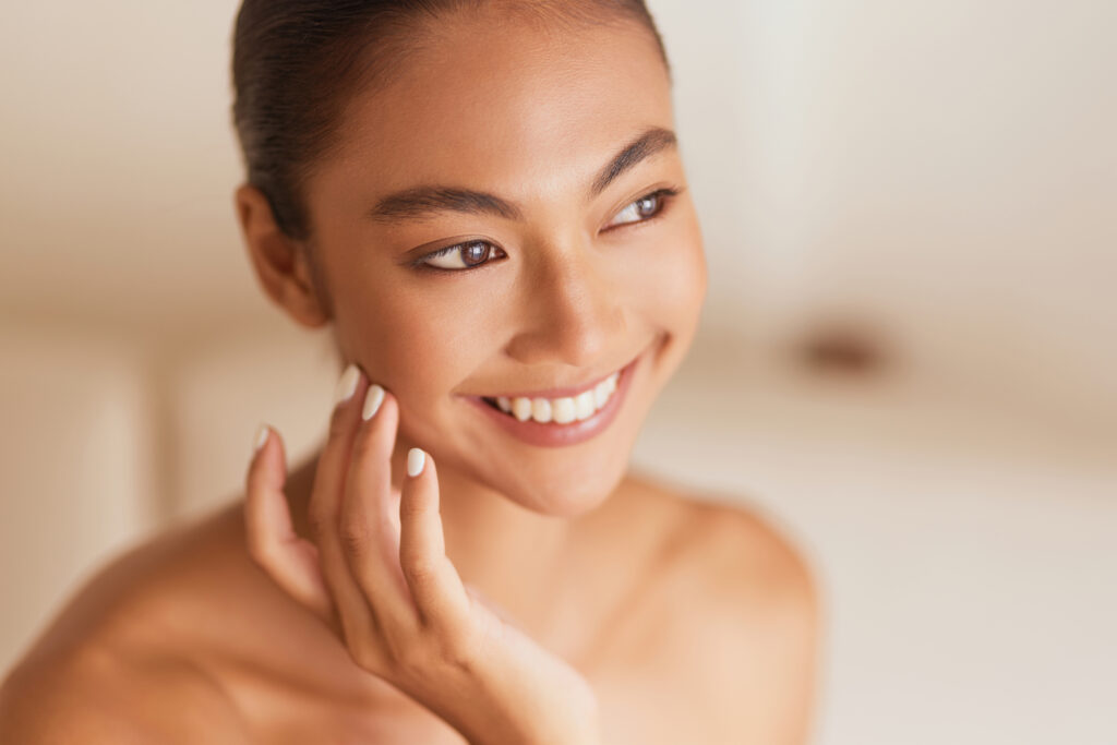 women with glowing face